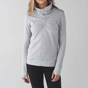 LULULEMON In A Cinch Top 4 Grey White Stripe Reversible Cowl Modal Long Sleeve